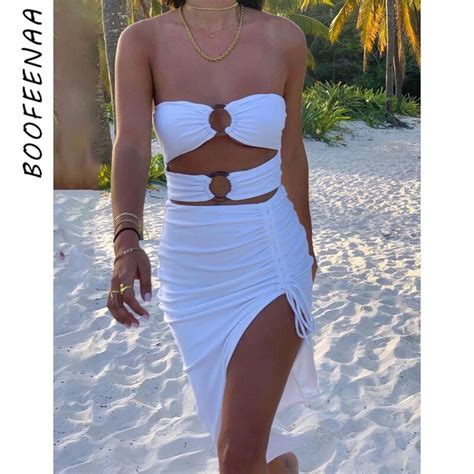 Boofeenaa Sexy Cut Out O Ring Bodycon Dresses For Women Beach Party