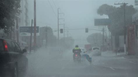 Riscos de tombamento e deslizamento são registrados durante forte chuva