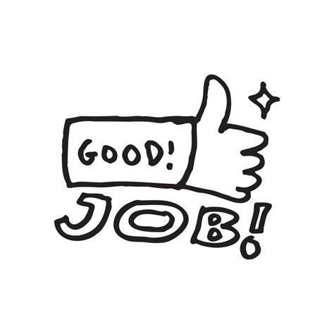 Good Job Text Hand Drawn Illustration In Childlike Style 5026408 Vector