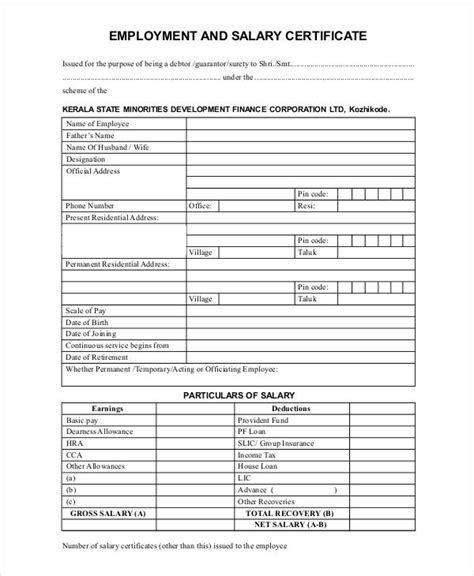 Salary Certificate Templates Word Excel Formats