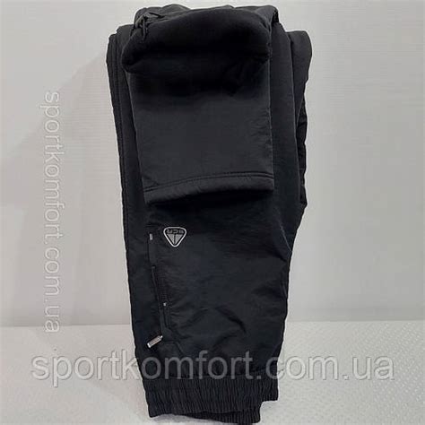 Спортивные штаны плащевка на флисе Турция SOCCER чёрные прямые (ID ...