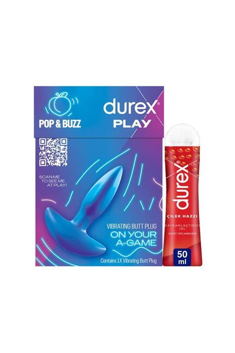 Durex Titreşimli Anal Plug Tıkaç Silikon 8 cm Çilekli Kayganlaştırıcı Jel 50 ml Avantaj