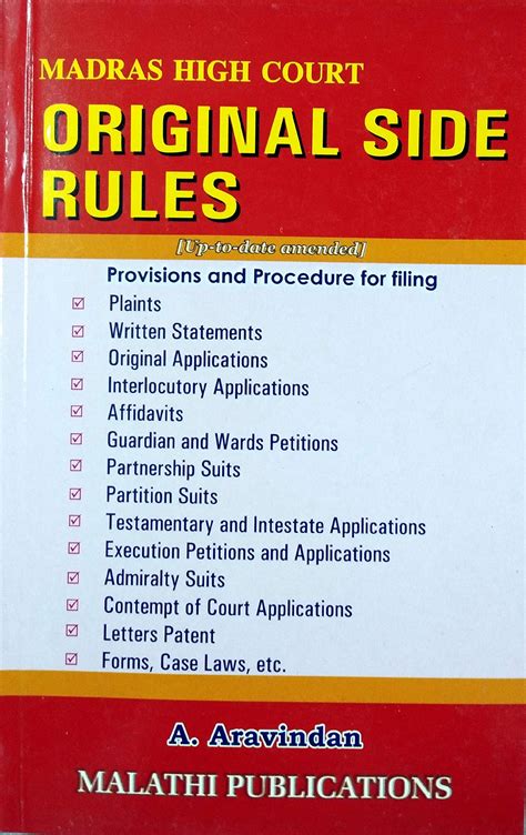 Buy Madras High Court Original Side Rules Provisions And Procedure