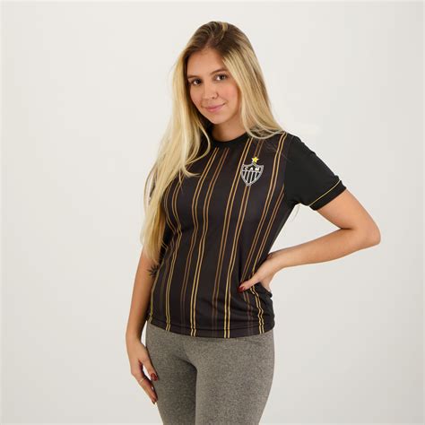 Camisa Atlético Mineiro Stripes Feminina Preta FutFanatics