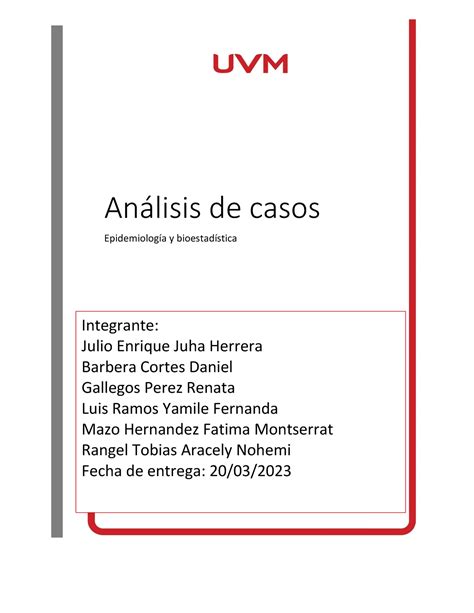 A7 JEJH trabajo de bioestadistica Análisis de casos Epidemiología y