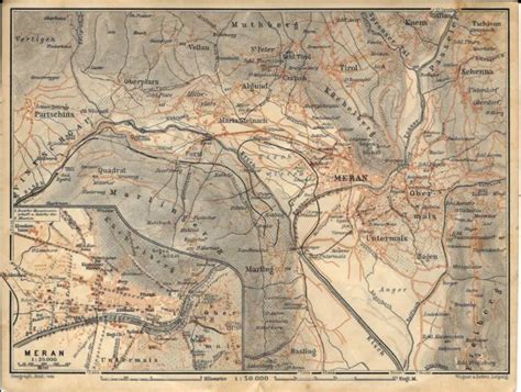 Carta Geografica Antica Merano Meran Pianta Della Citt Old