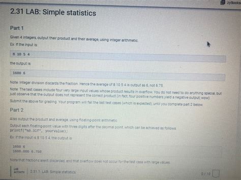 Solved Zybooks Lab Simple Statistics Part Given Chegg