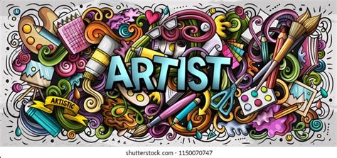 Cartoon Cute Doodles Artist Word Colorful Stock Vector (Royalty Free) 1150070747 | Shutterstock