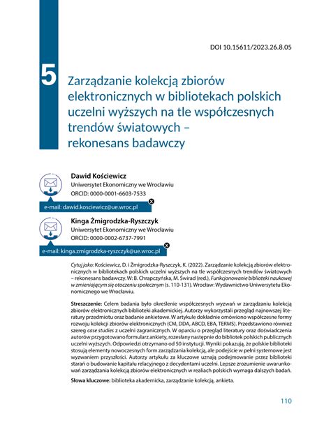 PDF Zarządzanie kolekcją zbiorów elektronicznych w bibliotekach