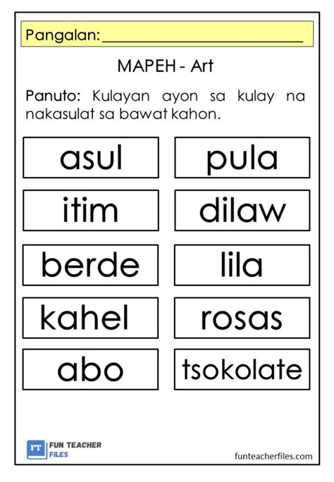 Ibat Ibang Kulay Worksheets Set 1 Fun Teacher Files