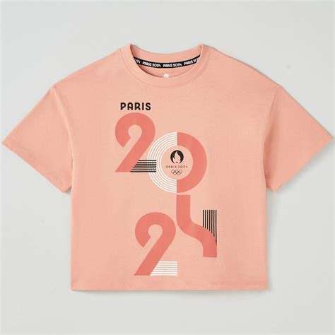 T Shirt Embl Me De Paris Corail Clair Enfant Taille Ans