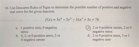 Solved Use Descartes Rules Of Signs To Determine The Possible Number