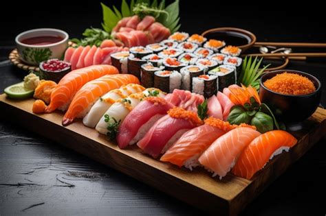 Premium AI Image Beautifully Arranged Sushi Platter With An