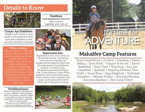 Brochure Mahaffey Camp And Conference Center