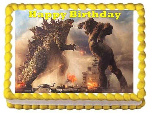 Godzilla Vs Kong Birthday Quality Edible Cake Topper Frosting Sheet