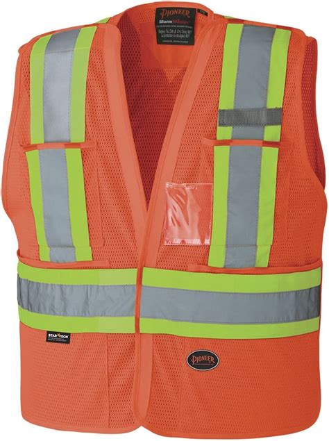 Pioneer Hi Vis Pt Tear Away Traffic Safety Vest Breathable Poly