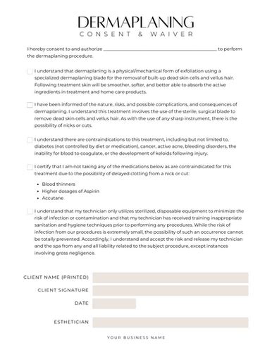 Dermaplaning Consent Form Citrine Aesthetics