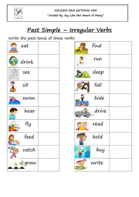 Regular And Irregular Past Tense Verbs Worksheet