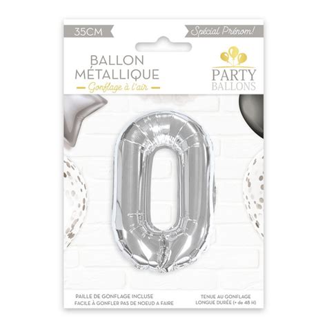 BALLON LETTRE O MÉTALLIQUE ARGENT H35cm