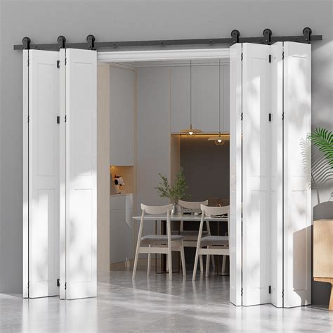 3-20FT Bifold Sliding Barn Door Hardware Kit Modern Track Roller for 2