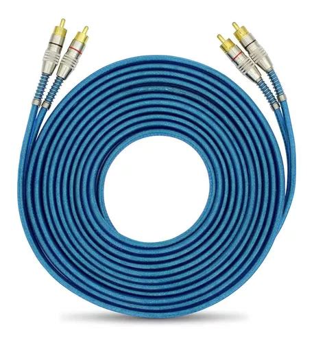 Cabo Rca Blindado Metros Plug Metal Techone Azul Mm