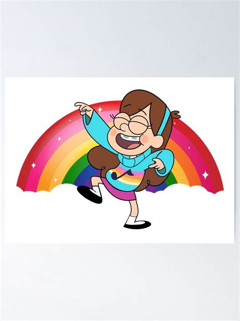 Mabel Pines Dancing On A Rainbow Background Gravity Falls Character