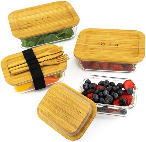 Glass Food Storage Containers With Eco Friendly Sustainable Bamboo