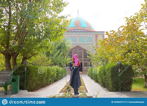 Woman With Headdress At The Courtyard Of Blue Mosque Of Yerevan