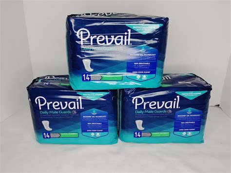 Lot Of 3 Prevail Daily Male Guards Max Absorbency Maxsorb Gel 42 Total