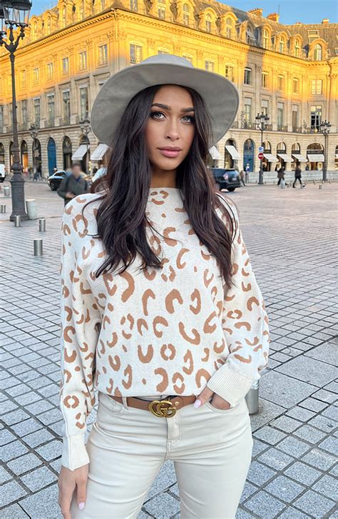 Leopard Oversized Trui Ecru Camel Fashionmusthaves Nl