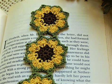 Crochet Bookmark Sunflower Bookmark Bookmark for Mom Flower - Etsy