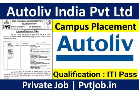 Autoliv India Campus Placement Iti Pass Jobs Pvtjob