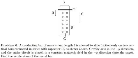 SOLVED Problem 6 Conducting Bar Of Mass M And Length Is Allowed To