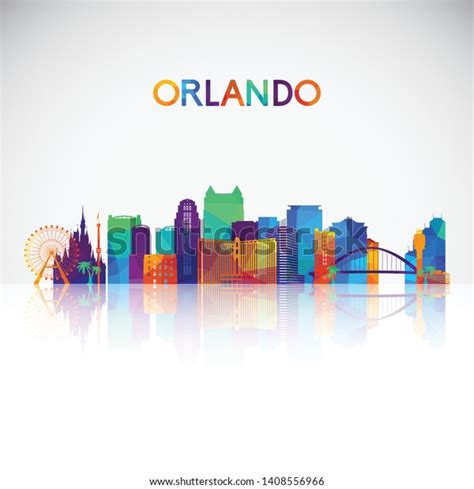 Orlando Skyline Silhouette Colorful Geometric Style Stock Vector