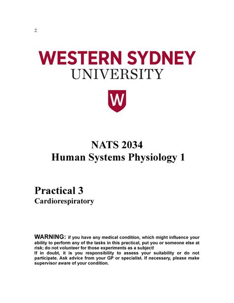 Prac Cardiorespiratory Nats Human Systems Physiology