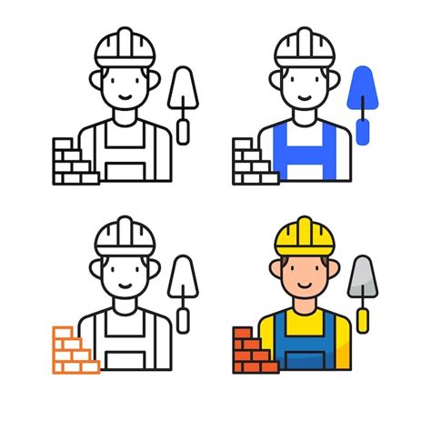 Projeto Do ícone Do Avatar Do Trabalhador Da Construção Em Quatro Cores