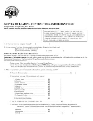 Fillable Online Enr Top International Survey Form Enr Fax Email