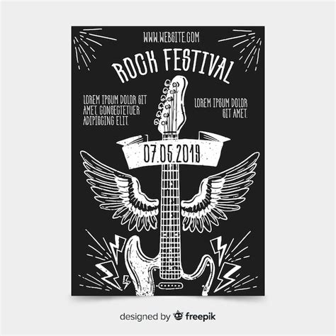 Free Vector Rock Music Festival Poster Template