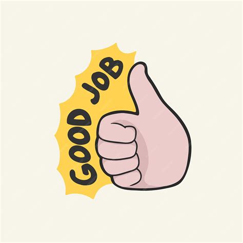 Premium Vector Good Job Thumbs Emoji Sticker Vector Cute Illustration