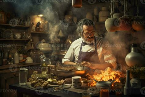 Creative Cook man kitchen. Generate Ai 32697069 Stock Photo at Vecteezy