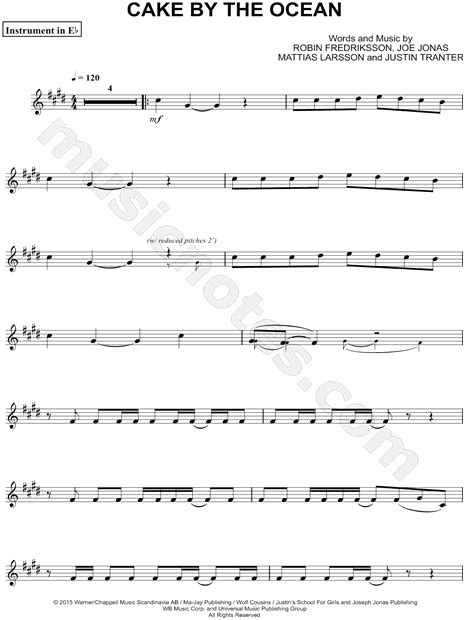 Dnce Cake By The Ocean Eb Instrument Sheet Music Alto Or Baritone