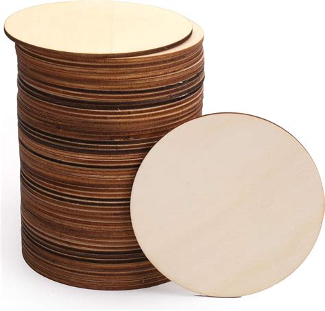 Foraineam 100 Pieces 4 Inch Unfinished Wood Circle Cutouts Round Natural Wooden Craft Circles