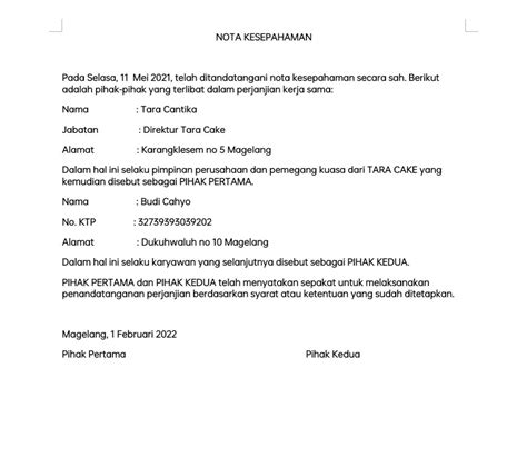 15 Contoh Mou Memorandum Of Understanding Yang Benar