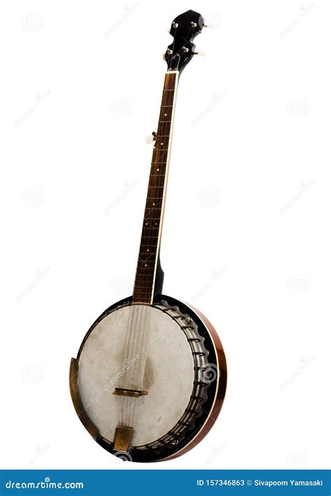 Vintage Bluegrass Banjo Isolated on White Background Stock Image ...