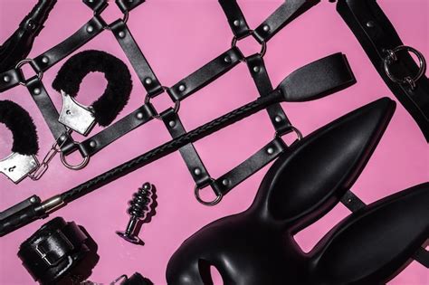 Premium Photo Handcuffs Whip Flogger For BDSM Sex With Submission And