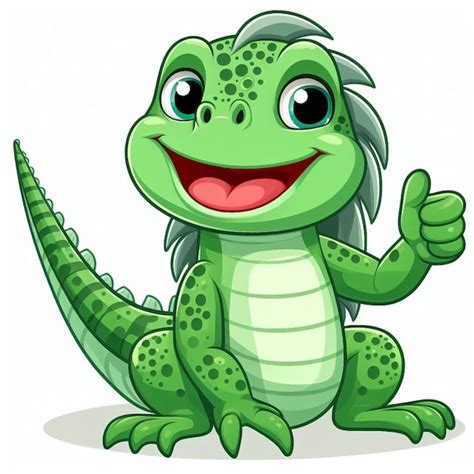 Cute iguana vector ilustração de desenho animado Vetor Premium