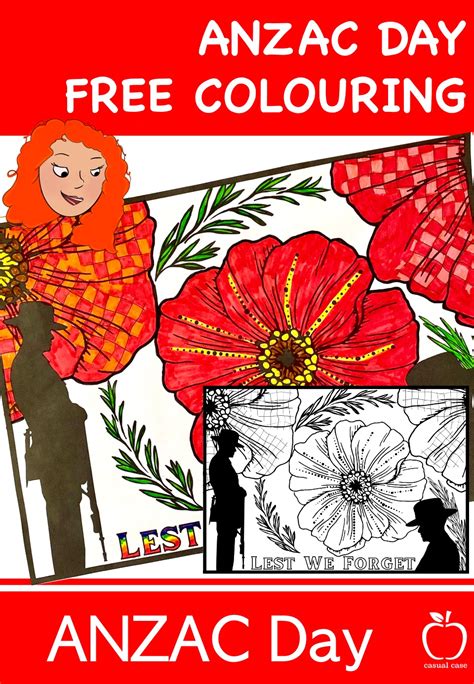 Free Anzac Day Colouring Casual Case Anzac Day Colouring