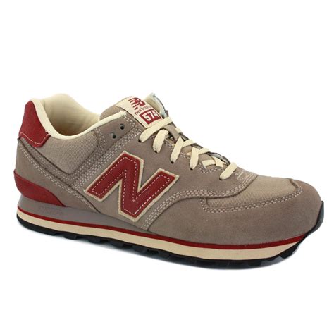 New Balance 574 ML574USG Mens Laced Suede Mesh Trainers Beige