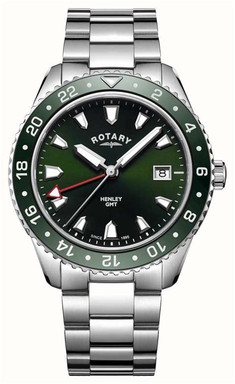 Rotary Mens Henley Green Stainless Steel Quartz Watch Gb0510824