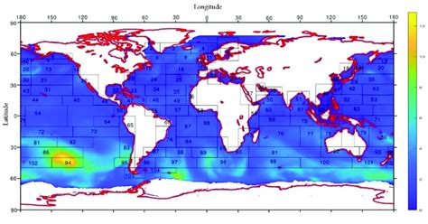 Sea Area Nomenclature With Hindcast Significant Wave Height Snapshot